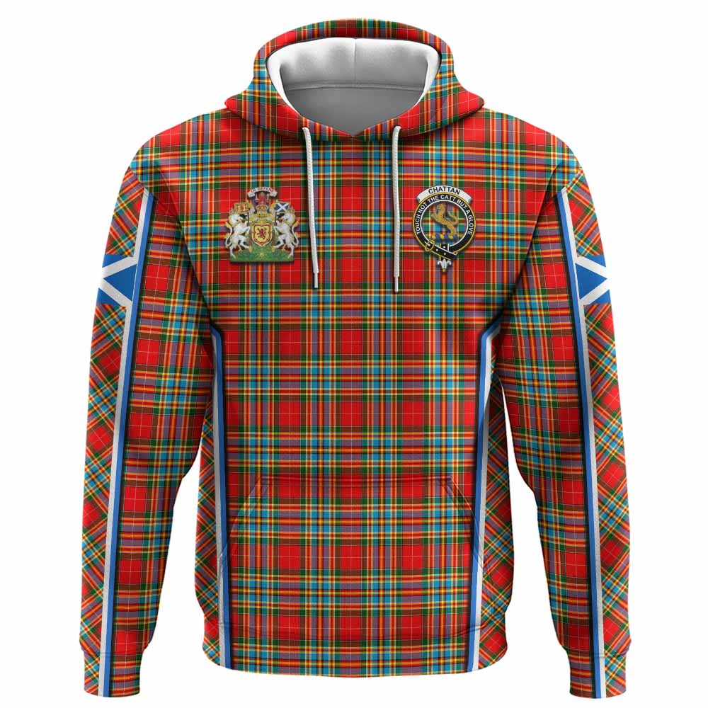 Chattan Tartan Crest Hoodie Scotland Coat of Arm Flag Style - Tartan Vibes Clothing