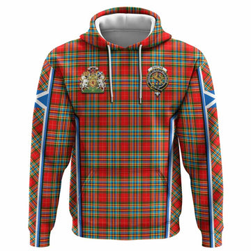 Chattan Tartan Crest Hoodie Scotland Coat of Arm Flag Style - Tartan Vibes Clothing