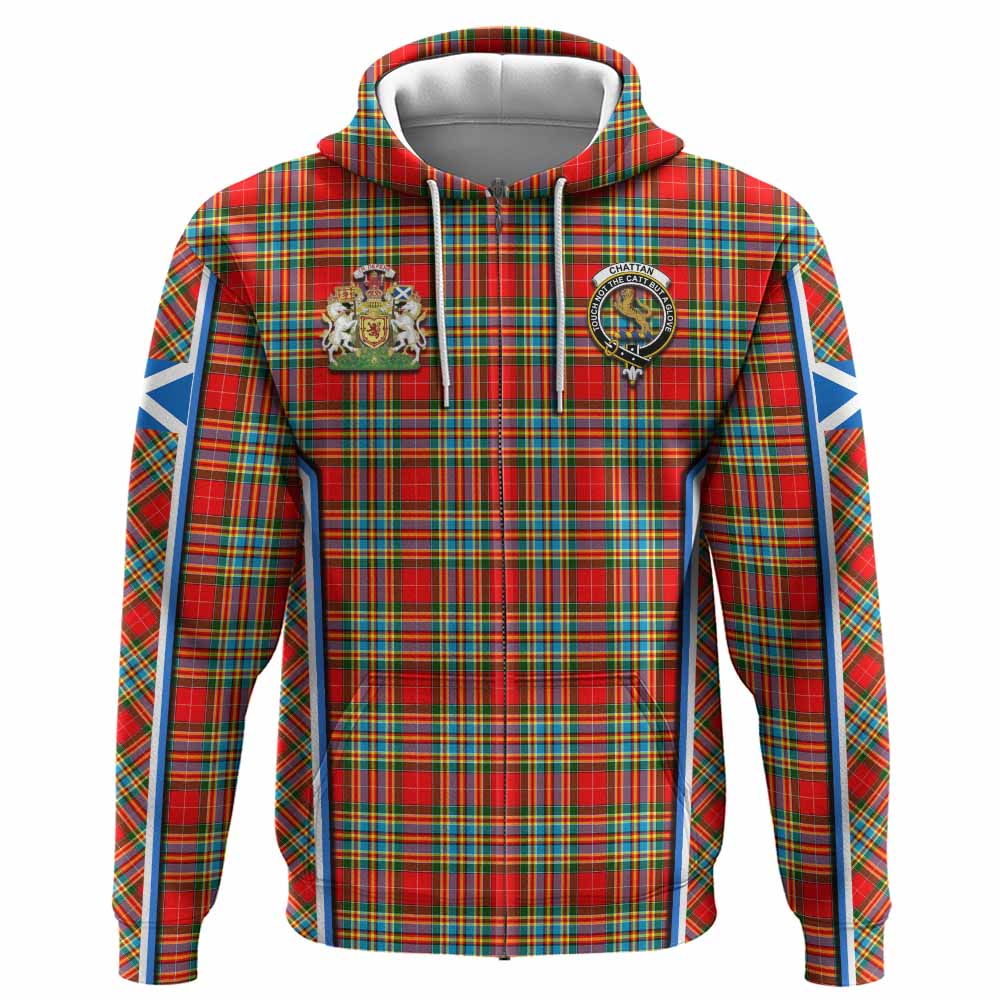 Chattan Tartan Crest Hoodie Scotland Coat of Arm Flag Style - Tartan Vibes Clothing