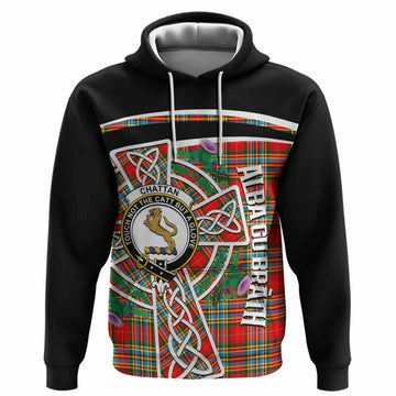 Chattan Tartan Crest Hoodie Scottish Thistle Celtic Cross Alba Gu Brath