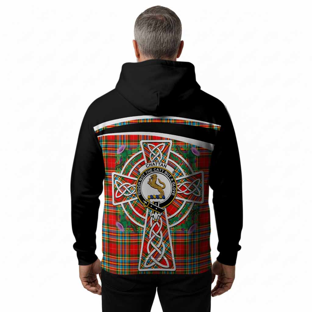 Chattan Tartan Crest Hoodie Scottish Thistle Celtic Cross Alba Gu Brath