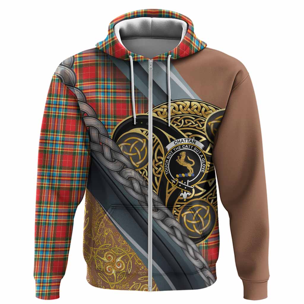 Chattan Tartan Crest Hoodie Scottish Triskele Celtic