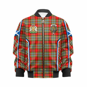 Chattan Tartan Crest Kid Bomber Jacket Scotland Coat of Arm Flag Style - Tartan Vibes Clothing