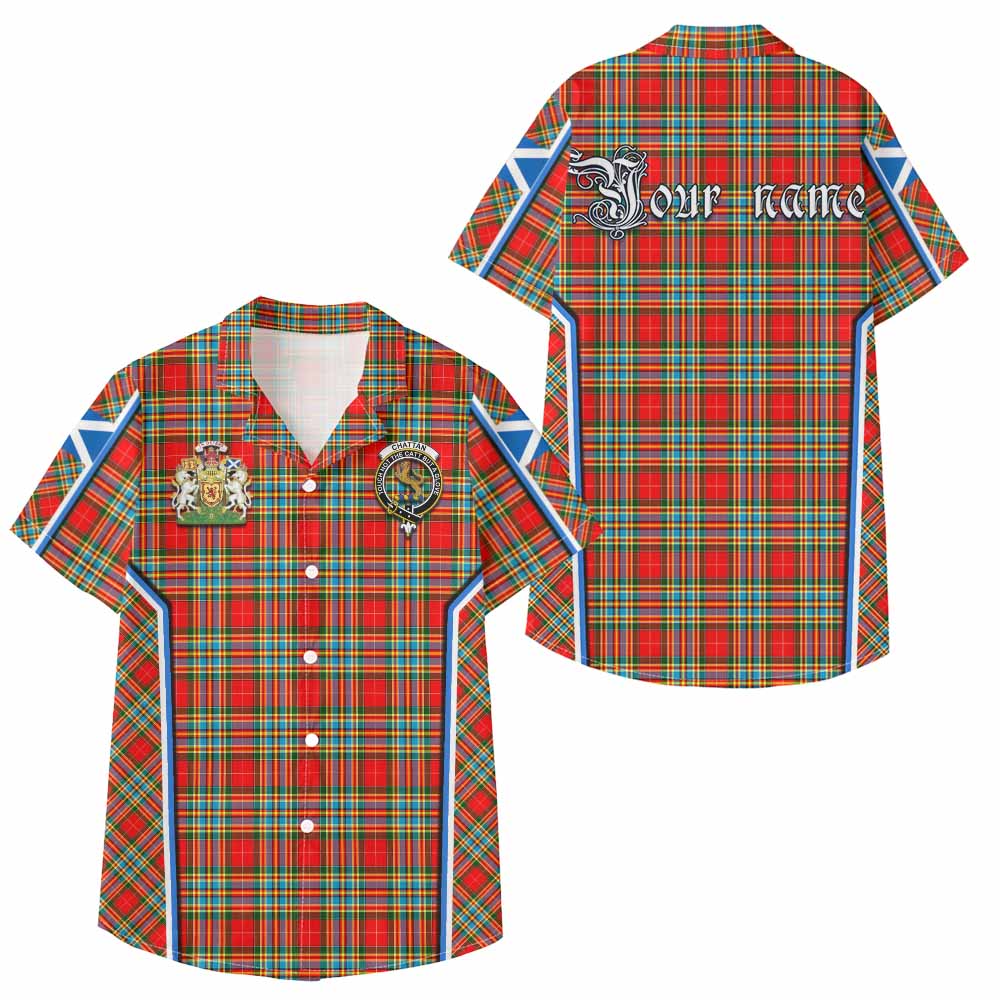 Chattan Tartan Crest Kid Hawaiian Shirt Scotland Coat of Arm Flag Style - Tartan Vibes Clothing