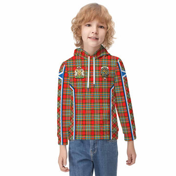 Chattan Tartan Crest Kid Hoodie Scotland Coat of Arm Flag Style - Tartan Vibes Clothing