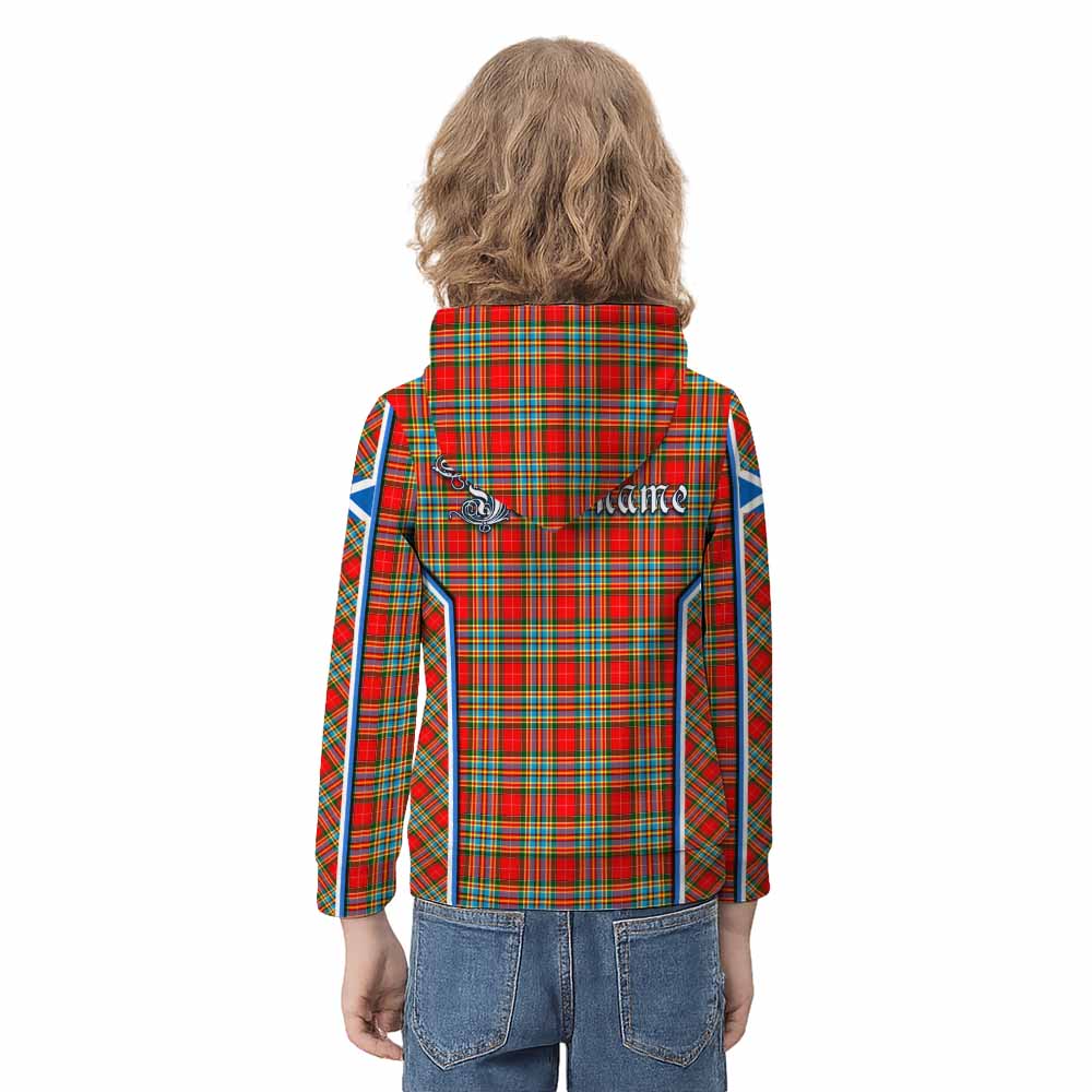 Chattan Tartan Crest Kid Hoodie Scotland Coat of Arm Flag Style - Tartan Vibes Clothing