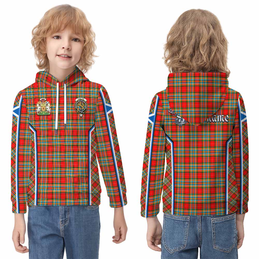 Chattan Tartan Crest Kid Hoodie Scotland Coat of Arm Flag Style - Tartan Vibes Clothing