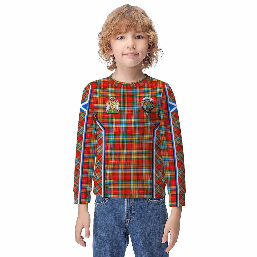 Chattan Tartan Crest Kid Knitted Sweatshirt Scotland Coat of Arm Flag Style - Tartan Vibes Clothing