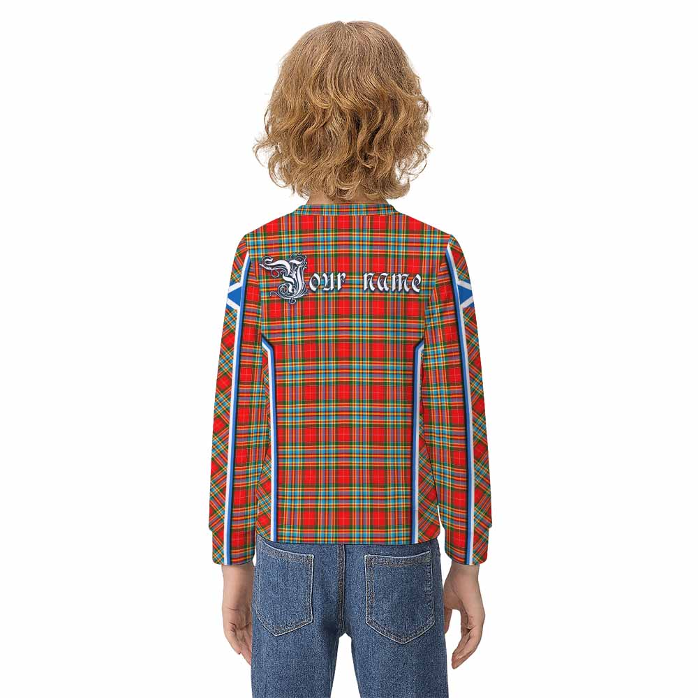 Chattan Tartan Crest Kid Knitted Sweatshirt Scotland Coat of Arm Flag Style - Tartan Vibes Clothing