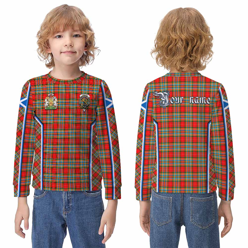 Chattan Tartan Crest Kid Knitted Sweatshirt Scotland Coat of Arm Flag Style - Tartan Vibes Clothing