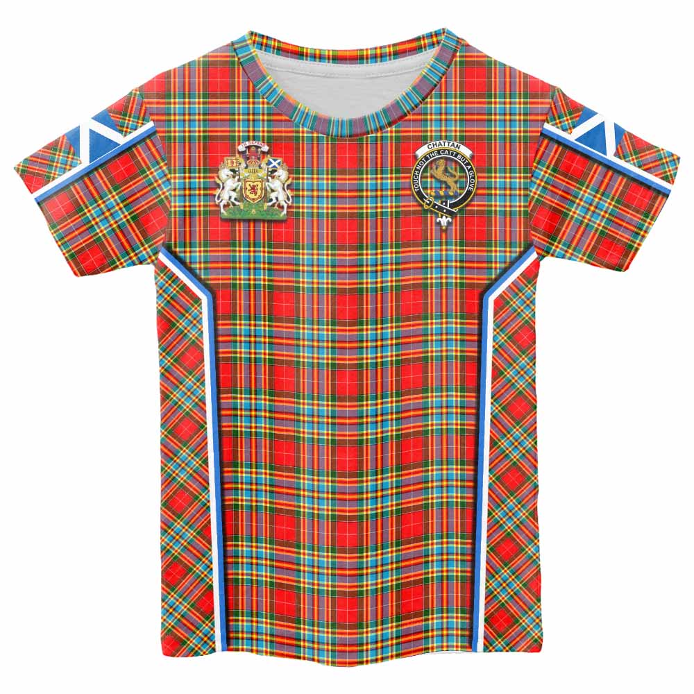 Chattan Tartan Crest Kid T-shirt Scotland Coat of Arm Flag Style - Tartan Vibes Clothing