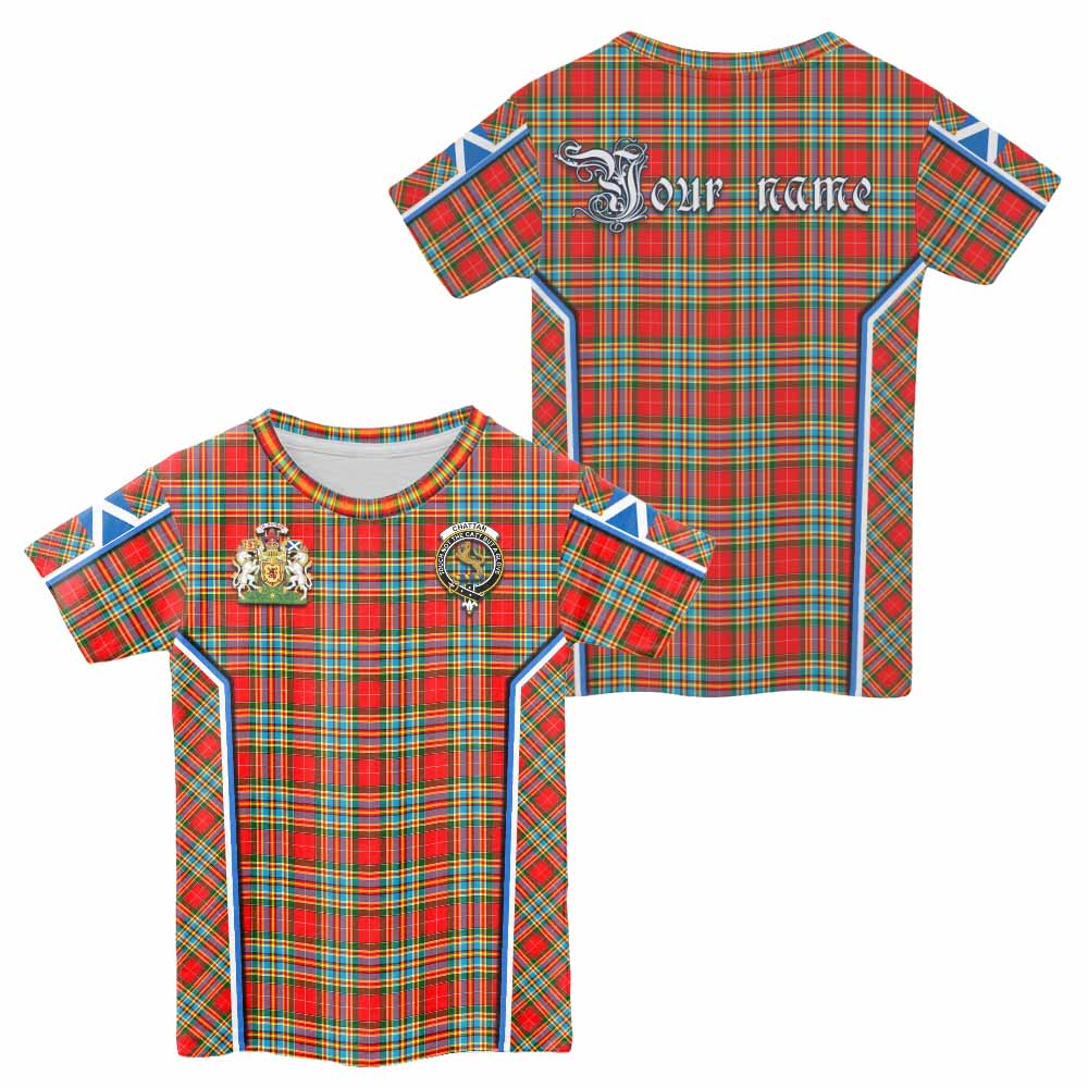Chattan Tartan Crest Kid T-shirt Scotland Coat of Arm Flag Style - Tartan Vibes Clothing