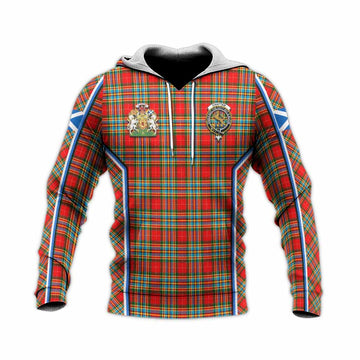 Chattan Tartan Crest Knitted Hoodie Scotland Coat of Arm Flag Style - Tartan Vibes Clothing