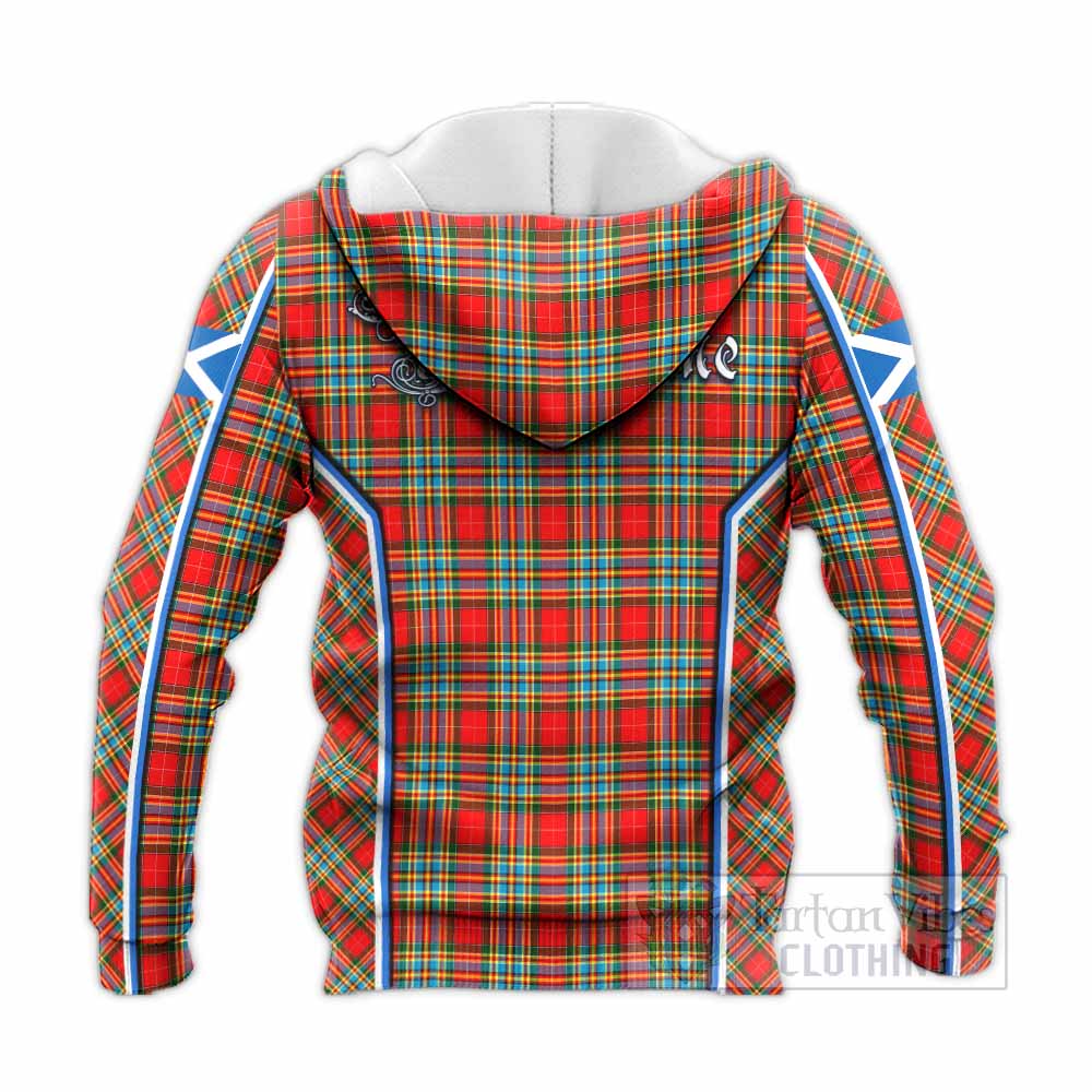 Chattan Tartan Crest Knitted Hoodie Scotland Coat of Arm Flag Style - Tartan Vibes Clothing