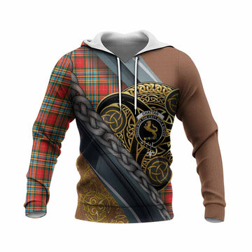 Chattan Tartan Crest Knitted Hoodie Scottish Triskele Celtic