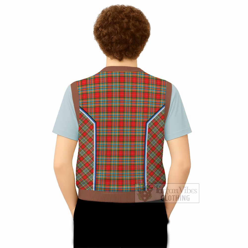 Chattan Tartan Crest Knitted V-Neck Vest Scotland Coat of Arm Flag Style - Tartan Vibes Clothing