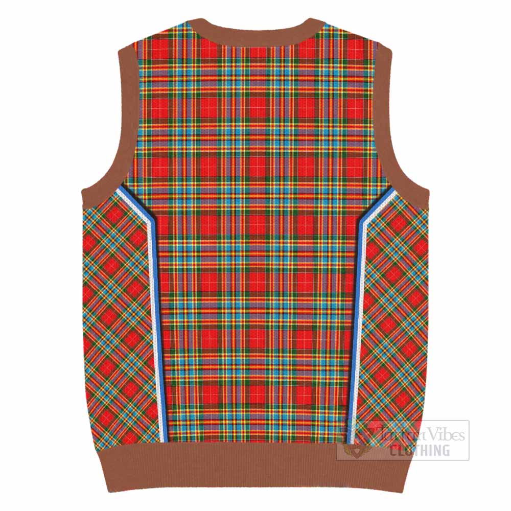 Chattan Tartan Crest Knitted V-Neck Vest Scotland Coat of Arm Flag Style - Tartan Vibes Clothing