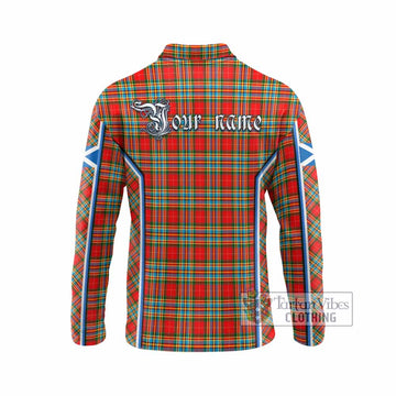 Chattan Tartan Crest Long Sleeve Polo Shirt Scotland Coat of Arm Flag Style