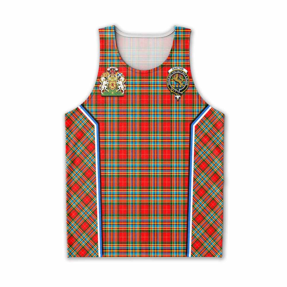 Chattan Tartan Crest Men Tank Top Scotland Coat of Arm Flag Style - Tartan Vibes Clothing