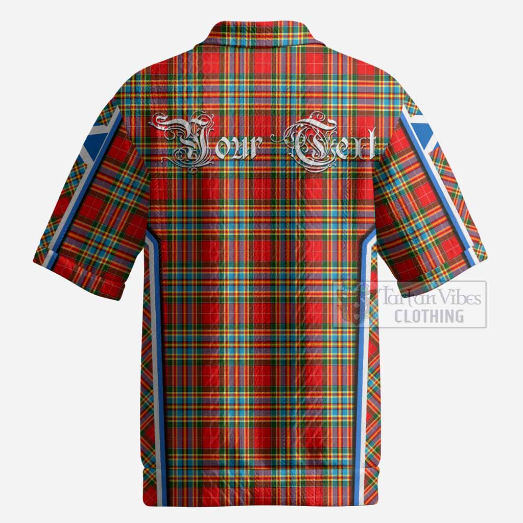 Chattan Tartan Crest Men’s Polo Sweater Top Scotland Coat of Arm Flag Style