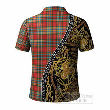 Chattan Tartan Crest Polo Shirt Celtic Knot and Triple Trickle Spiral Symbols