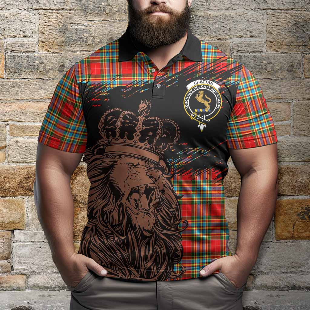 Chattan Tartan Crest Polo Shirt Crowned Lion Heritage Style