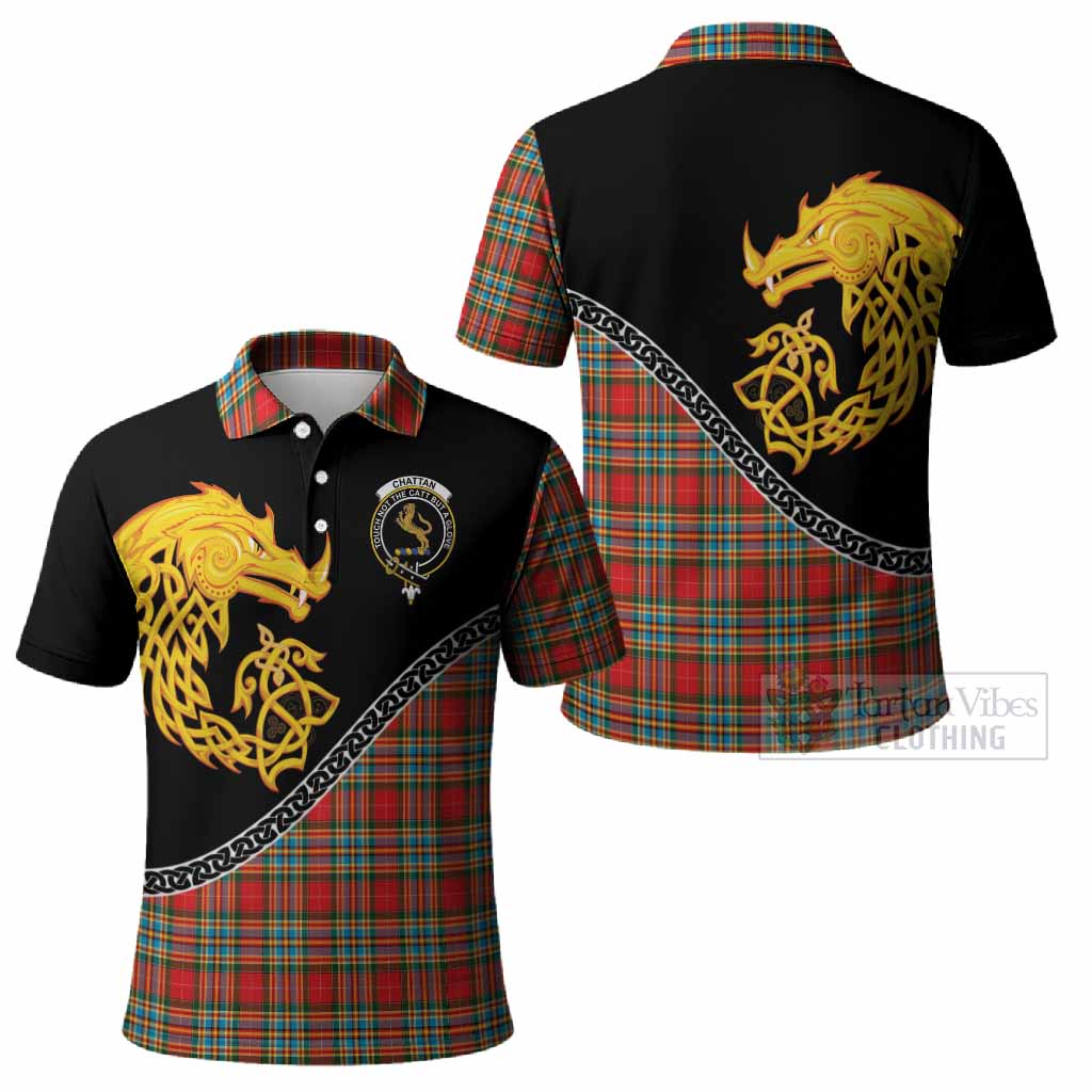 Chattan Tartan Crest Polo Shirt Legendary Dragon Knot Half Style