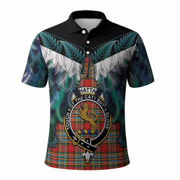 Chattan Tartan Crest Polo Shirt New Zealand Maori Korowai Cloak