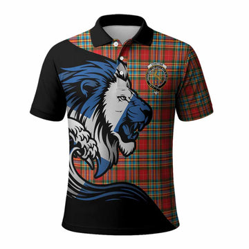 Chattan Tartan Crest Polo Shirt Scottish Golden Lions Wave Flow