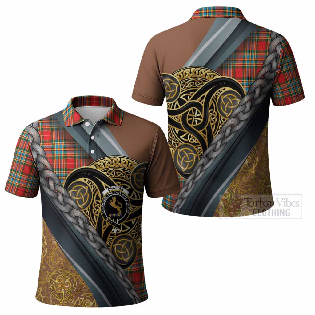 Chattan Tartan Crest Polo Shirt Scottish Triskele Celtic
