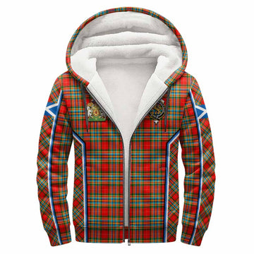 Chattan Tartan Crest Sherpa Hoodie Scotland Coat of Arm Flag Style