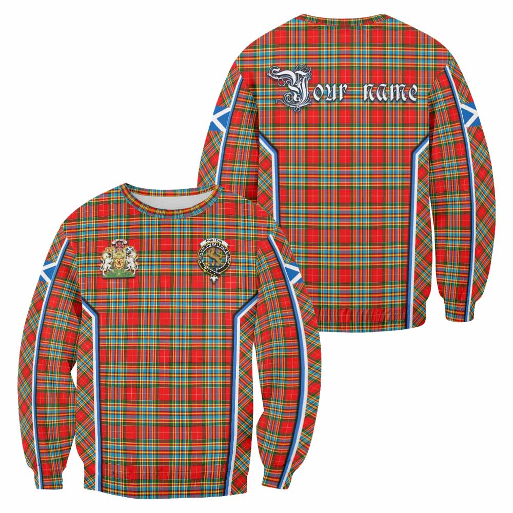 Chattan Tartan Crest Sweatshirt Scotland Coat of Arm Flag Style - Tartan Vibes Clothing
