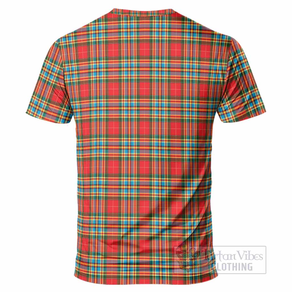 Chattan Tartan Crest T-Shirt Ferocious Lion Style