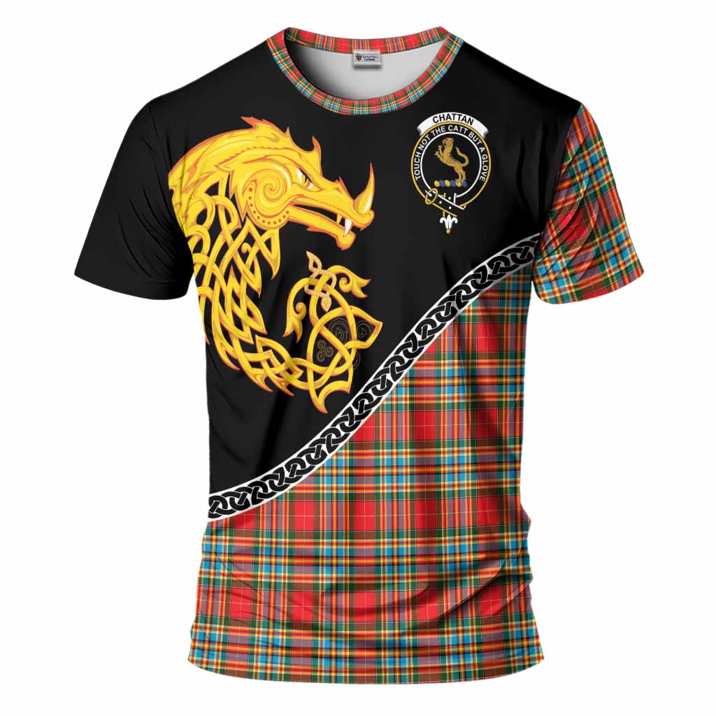 Chattan Tartan Crest T-Shirt Legendary Dragon Knot Half Style