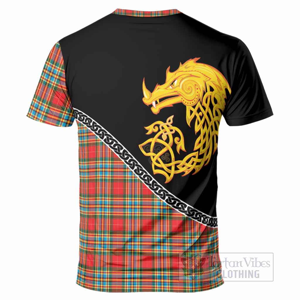 Chattan Tartan Crest T-Shirt Legendary Dragon Knot Half Style