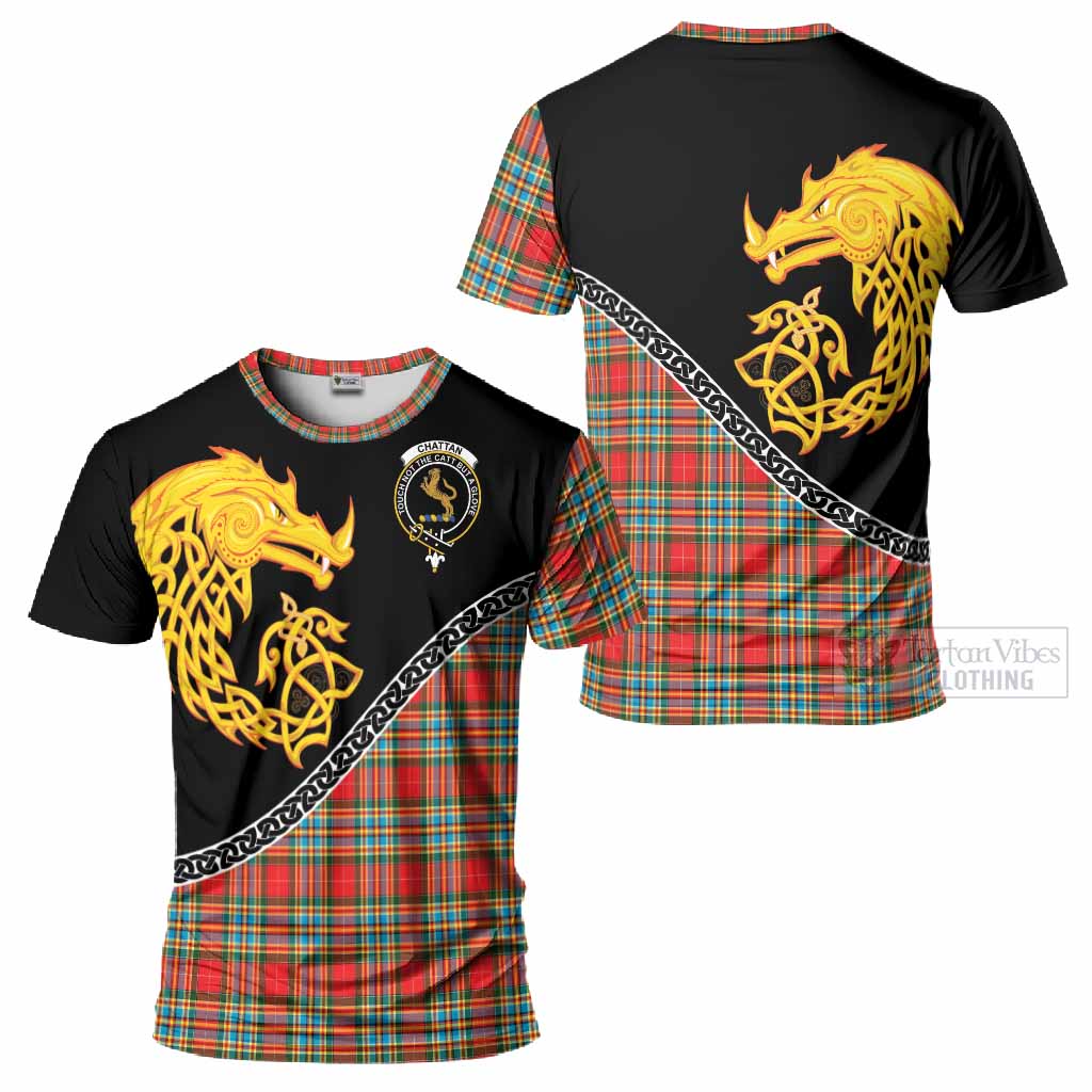 Chattan Tartan Crest T-Shirt Legendary Dragon Knot Half Style