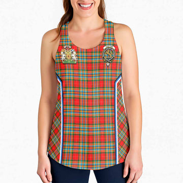 Chattan Tartan Crest Women Racerback Tanks Scotland Coat of Arm Flag Style - Tartan Vibes Clothing