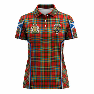 Chattan Tartan Crest Women's Polo Shirt Scotland Coat of Arm Flag Style