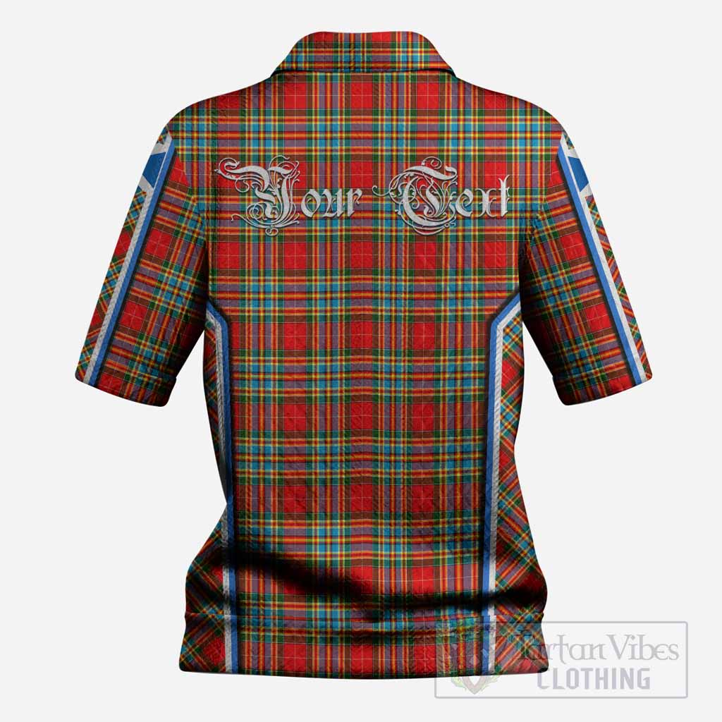 Chattan Tartan Crest Women’s Polo Sweater Top Scotland Coat of Arm Flag Style