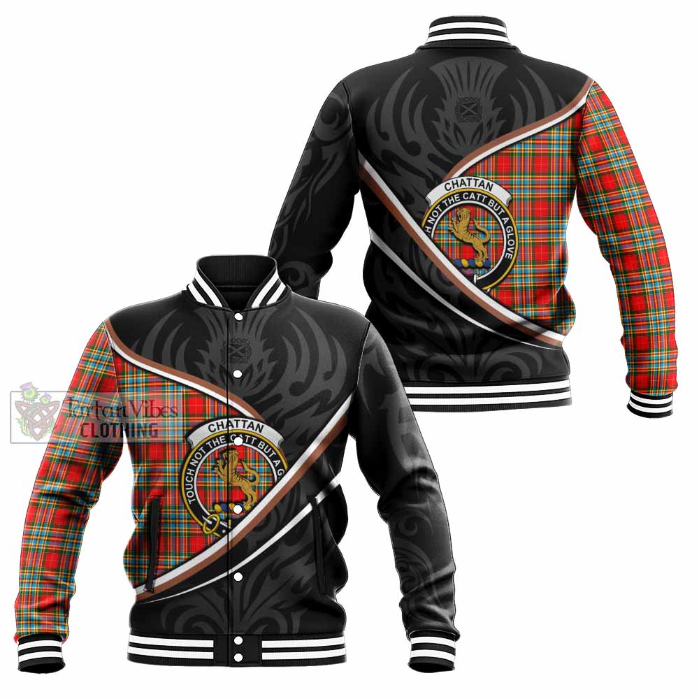 Chattan Tartan Family Crest Baseball Jacket Celtic Scottish Thistle Floral - Tartan Vibes Clothing