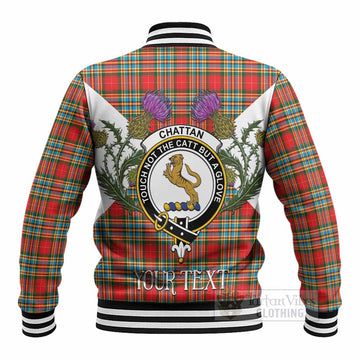 Chattan Tartan Family Crest Baseball Jacket Scottish Burns Night Thistle Floral