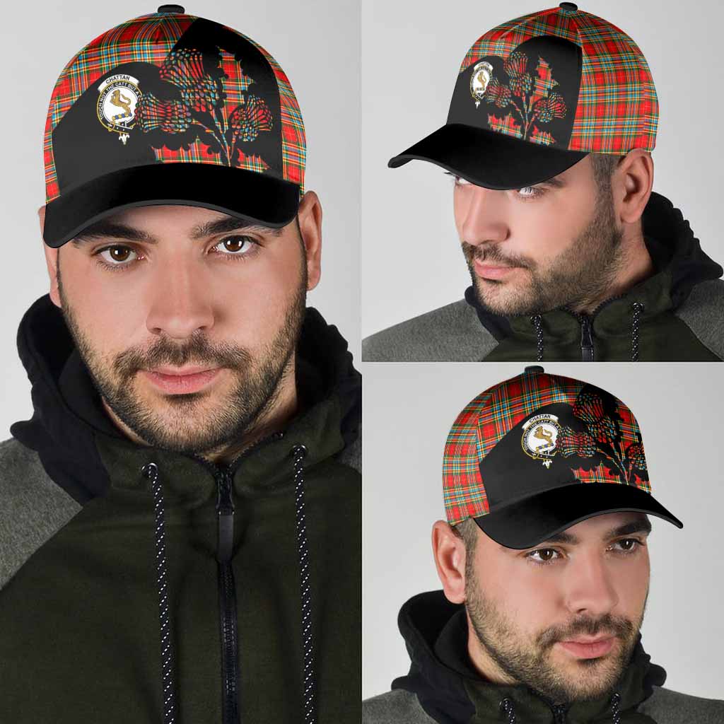 Chattan Tartan Family Crest Classic Cap Scotland Thistle Floral Flag Style