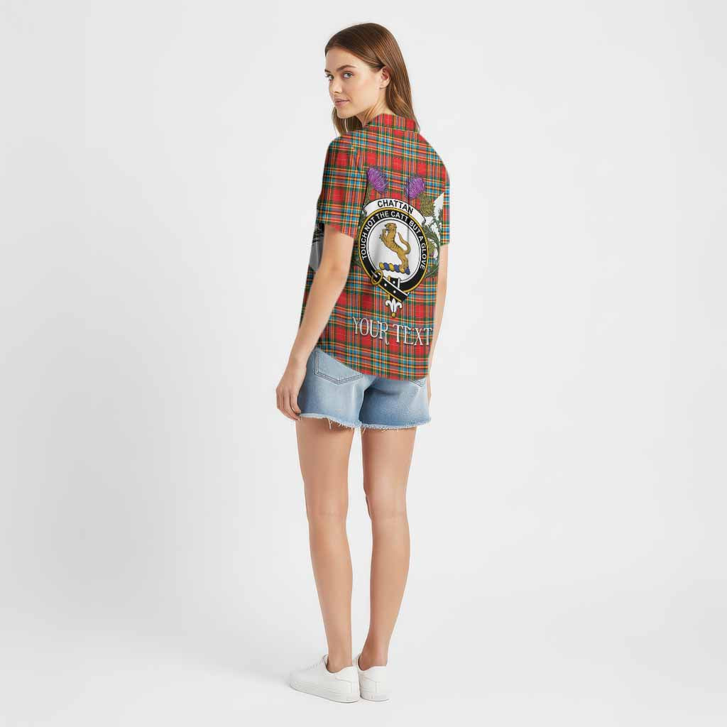 Chattan Tartan Family Crest Cotton Hawaiian Shirt Scottish Burns Night Thistle Floral