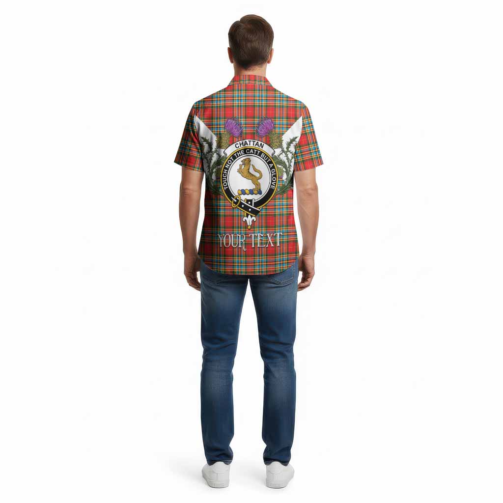 Chattan Tartan Family Crest Cotton Hawaiian Shirt Scottish Burns Night Thistle Floral