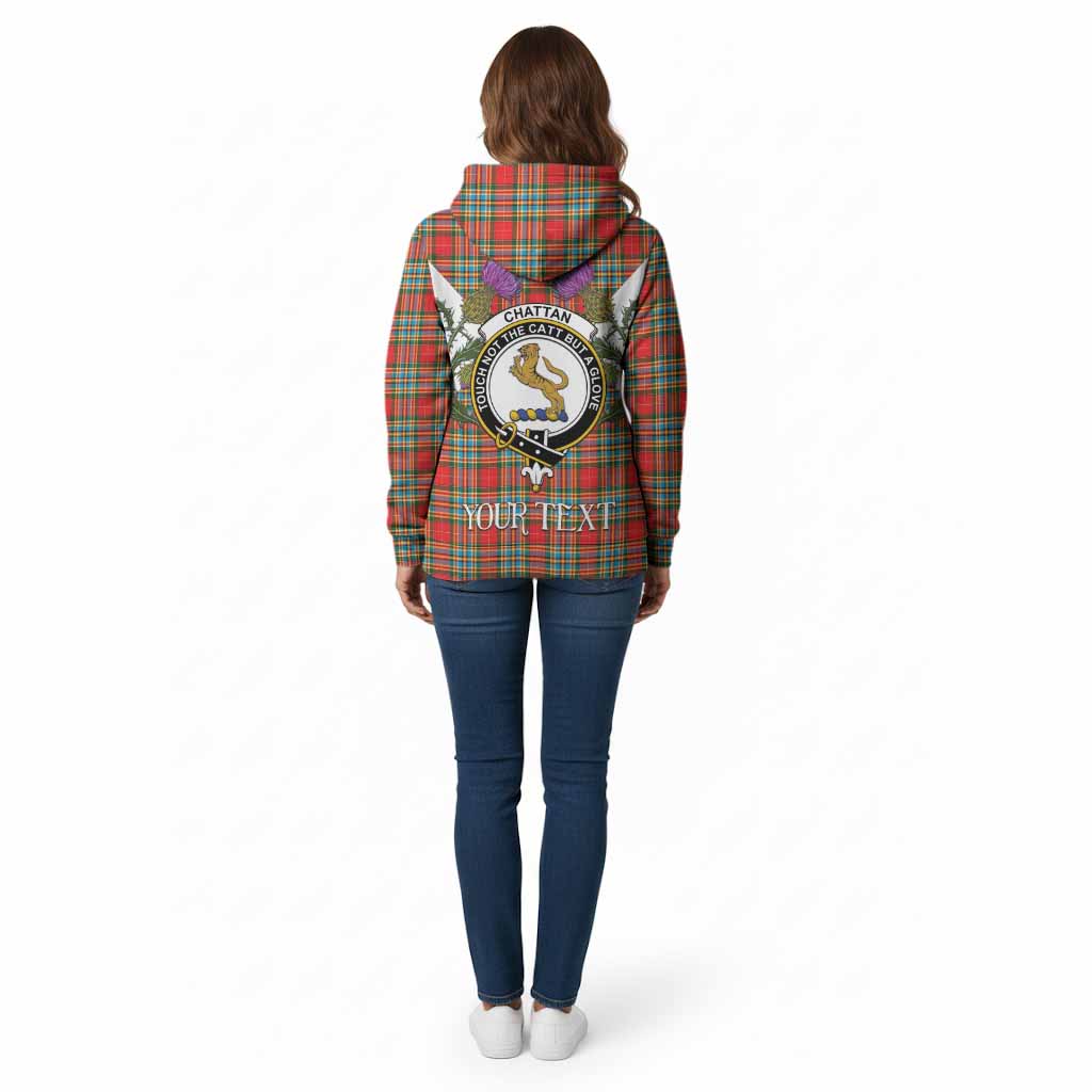 Chattan Tartan Family Crest Cotton Hoodie Scottish Burns Night Thistle Floral