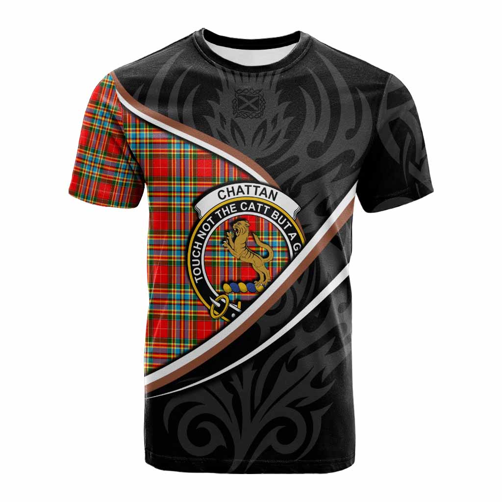 Chattan Tartan Family Crest Cotton T-shirt Celtic Scottish Thistle Floral - Tartan Vibes Clothing