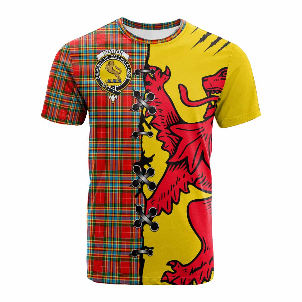 Chattan Tartan Family Crest Cotton T-shirt Lion Rampant Honor - Tartan Vibes Clothing