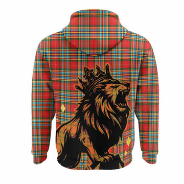 Chattan Tartan Family Crest Hoodie Crowned Lion Roaring