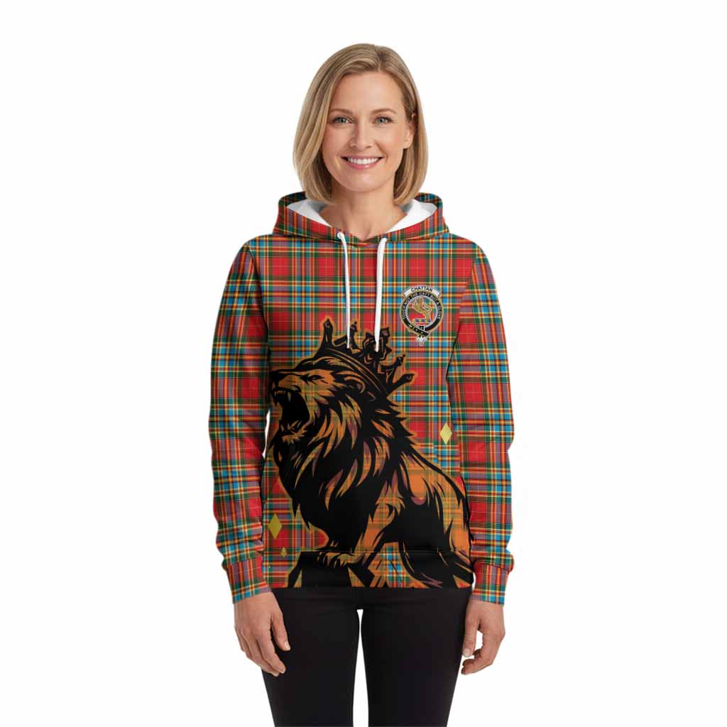 Chattan Tartan Family Crest Hoodie Crowned Lion Roaring