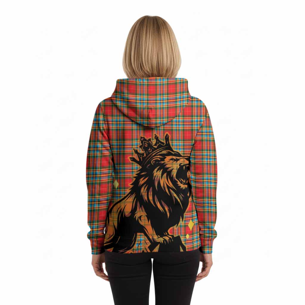 Chattan Tartan Family Crest Hoodie Crowned Lion Roaring